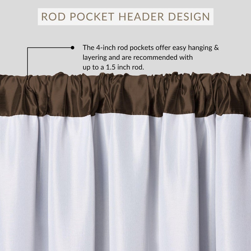 Elrene Home Fashions Versailles Room-Darkening Faux-Silk Waterfall Window Valance, Accessory for Bedroom or Living Room Windows with Rod Pocket Tabs, 52" x 36", 1 Valance, Chocolate Brown - Image 2